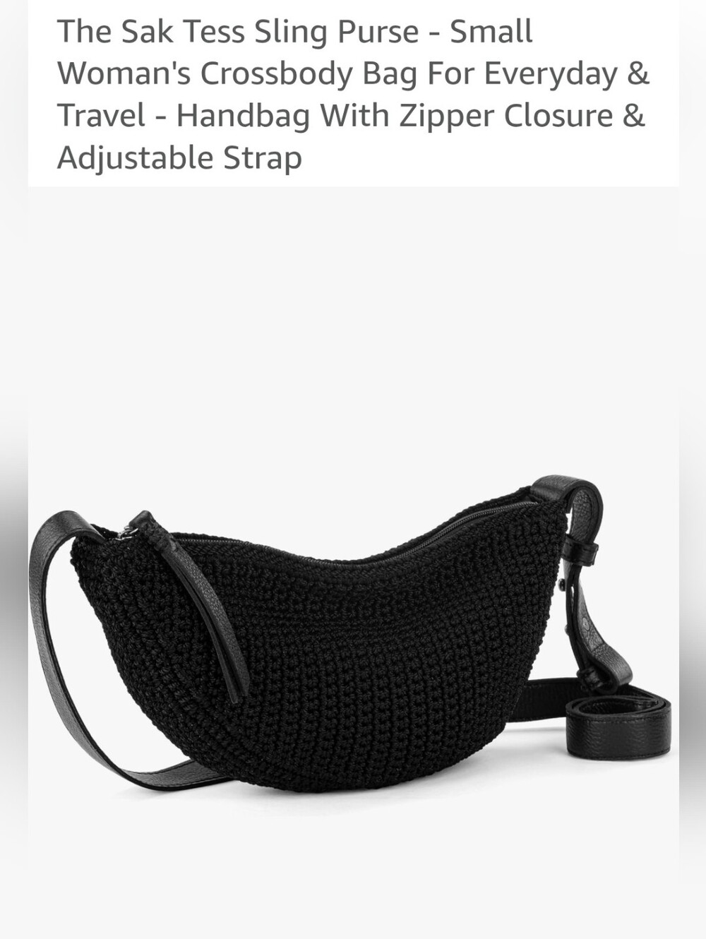 The Sak Black Crochet Tess Sling Crossbody